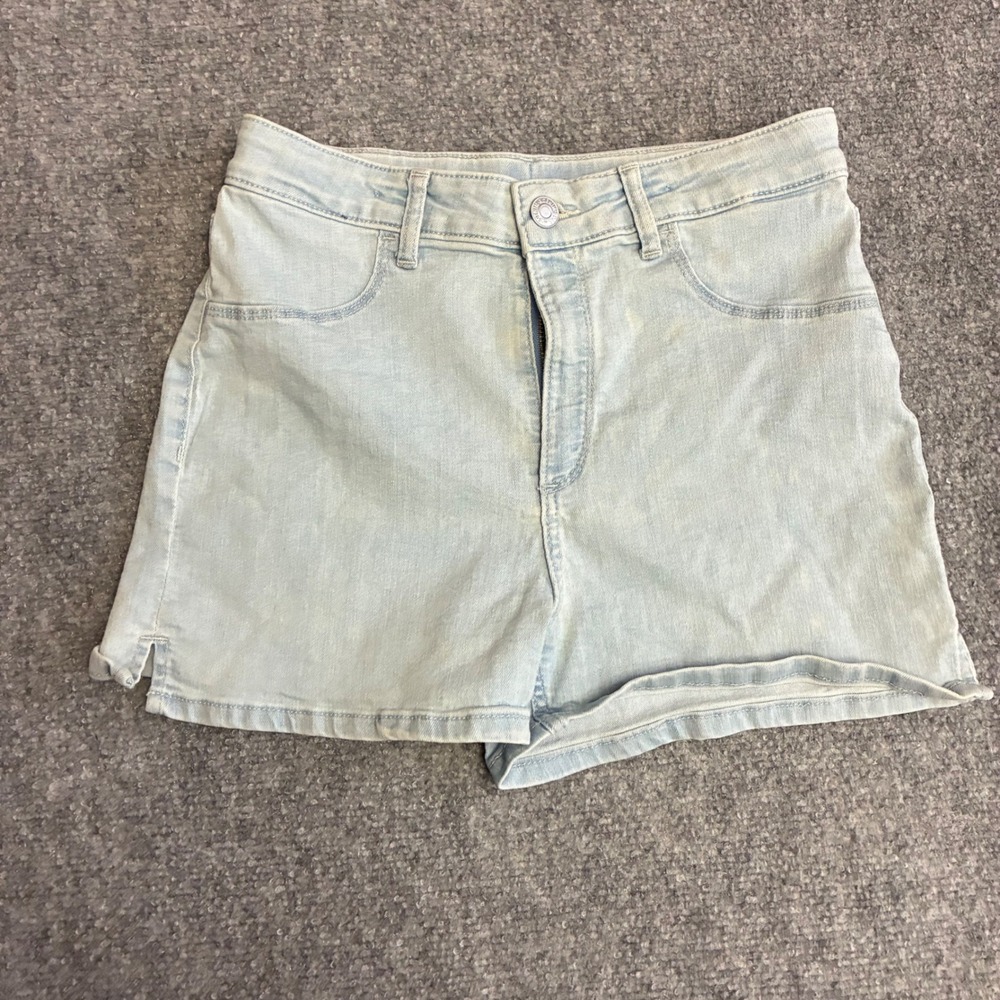 H&M Denim Shorts Girls 20 Light Blue High‎ Rise Rolled Hem Side Slit